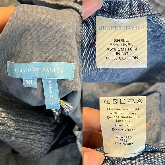 Draper James Womens Size XL Linen Cotton Chambray Mini Babydoll NEW Dress Ruffle - Picture 2 of 12